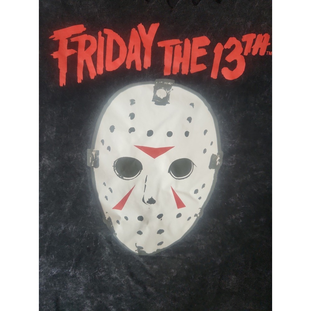 FRIDAY THE 13TH JASON MASK CUTOUT HOLES IN COLLAR GRAY SIZE 2 WOMENS Black/gray - Picture 3 of 5